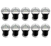 Junview 10Pack Landscape Lights LED Well Lights 6W 12V-24V Ground Lights IP67 Waterproof Low Voltage Landscape Lighting for Driveway, Deck, Step, Garden Outdoor Lighting (Warm White)
