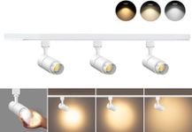 TuyuBEE Zoomable Plug in Track Lighting with Power Cord, 3-Light LED Track Lighting Kit with 3.3FT H Type Track Lighting Rails, Modern Kitchen Track Lighting Fixtures Ceiling Spot Light, White