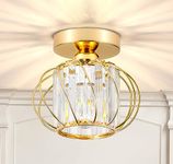 GIGGI Crystal Gold Ceiling Light, E27 Semi-Flush Ceiling Lights, Modern Ceiling Lighting for Chandeliers Ceiling Light, Ceiling Lights Living Room, Bedroom, Hallway, Office & Kitchen Lights Ceiling