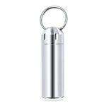 SHD Pill Box Keychain Waterproof Single Chamber Stainless Steel Pill Organizer for Outdoor Travel Camping