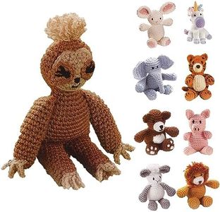 Leisure Arts Little Crochet Friend Animals Crochet Kit, Sloth, 8", Complete Kit, Learn to Animal Starter Kit for All Ages, Includes Instructions, DIY Amigurumi Kits