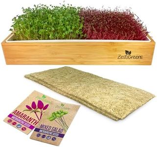 Self Watering Microgreens Growing Kit. Hands Down The Easiest Way to Grow Microgreens. Includes Microgreens Tray, Seeds, Mats, and Bamboo Surround. Christmas Gift for Gardeners