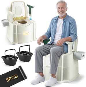 Hybodies Bedside Commode, Portable Toilet for Adults, Commode Chair for Toilet with Arms, Height Adjustable, 2 Toilets and Induction Night Light, Potty Chair for Elderly and Disabled