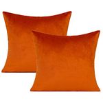 VAKADO Cushion Covers Burnt Orange 45x45 Sofa Velvet Decorative Pillow Covers Decor Autumn Fall Soft Square Cozy Solid Color Cushion Cases Home for Bed Bedroom Couch Car Set of 2