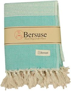 Bersuse 100% Cotton Hierapolis XL Blanket Turkish Handloom Towel - 60X95 Inches, Mint Green