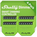 Shelly Dimmer Gen3 - Wi-Fi 1-Channel Smart Trailing Edge Dimmer, 110–240 VAC, LED 150W, Halogen 200W, No Neutral Wire Required, Power Monitoring, Alexa, Google Home, Home Assistant (4 Pack)