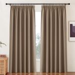 PONY DANCE Blackout Window Curtains - Top Pencil Pleat Light Block Wide Curtain Drapes for Thermal Insulated Solid Window Treatment for Home Decoration 2 Panels, W90 X L90, Cappuccino