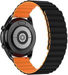 Tasikar 22mm Bands Compatible with Samsung Galaxy Watch 3 45mm Band, Silicone Magnetic Clasp [Double Sided Wearable] Replacement Bracelet Strap for Galaxy Watch 46mm (Orange-Black)
