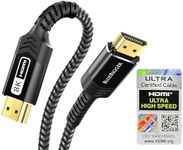 BlueRigger Certified 10K 8K HDMI Cable - 15FT (8K 60Hz Ultra HD, 48Gbps High Speed, eARC, HDR10, 4:4:4, HDCP 2.3) - Compatible with Game Consoles, HDTV, Apple TV, Monitor, Blu-Ray