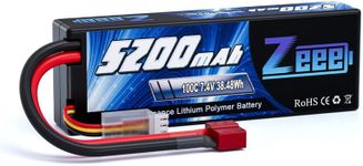 Zeee 2S Lipo Battery 7.4V 100C 5200mAh Hard Case with Deans Plug for 1/8 1/10 RC Vehicles Car Trucks Airplane Boats
