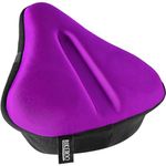 Large Exercise Bike Gel Seat Cushion WIDE SOFT PAD - Most Comfortable Bicycle Saddle Cover for Women and Men - Fits Cruiser and Stationary Bikes Indoor Cycling Spinning Purple