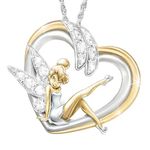 Heart Fairy Necklace for Women, Fashion Zircon Elf Fairy Pendant Charm Heart Chain Jewelry, Personalised Angle Spirit Bicolor Heart Necklace Christmas Jewelry Gifts for Women, Metal