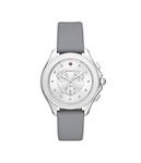 MICHELE MWW27E000030 Cape Silver Tone Glitz Chronograph Dial Grey Silicone Band Women's Watch, Grey