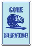 Gone Surfing -Sign Sign Beach Decor Surfboard Boogie Board | Indoor/Outdoor | 12" Tall