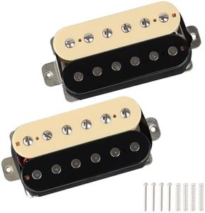 LIEKE Electric Guitar Pickup,1 Set Alnico 2 Humbucker Pickups Double Coil Pickups Bridge&Neck Pickups Set (Black&Cream)