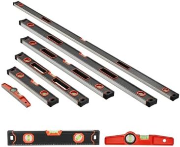 Torpedo Level Set, 6-Piece Aluminum Alloy Box Level Kit, Magnetic Spirit Leveler Tool with SAE Metric Scale, Shock-Proof
