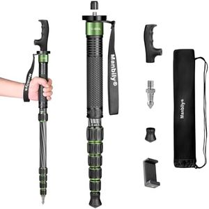 Manbily Carbon Fiber Camera Monopod, 61-inch Portable Compact Lightweight Travel Monopod Walking Stick for DSLR Camera Canon Nikon Sony Video (Green)