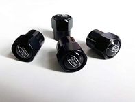 Ford black top set of four black gloss metal car valve tyre dust cap