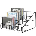 MyGift Modern Matte Black Metal Wire CD Holder Storage Stand, 3 Tier Media Jewel Case Organizer Rack