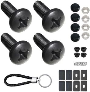 ZXFOOG Black License Plate Screws- Rustproof Stainless Steel Car Tag Bolts, M6X16mm (1/4" X5/8") Fasteners Hardware- Phillips Machine Bolts Nuts Caps for Mounting Front or Rear Frame