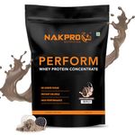 NAKPRO Perform Whey Protein Concentrate 500g Cookies & Cream | 24g Protein, 5.3g BCAA | Trustified Certified 100% Authentic Supplement Powder & No Adulteration | Fast Absorbing Whey Protein Powder