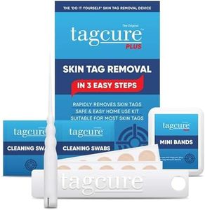 Tagcure Skin Tag Removal Kit for Easy Skin Tag Removal - Includes x10 Tag Bands x10 Cleaning Swabs & x10 Plasters to Cover Tag Area (Suitable for Skintags 0.5cm or Less)
