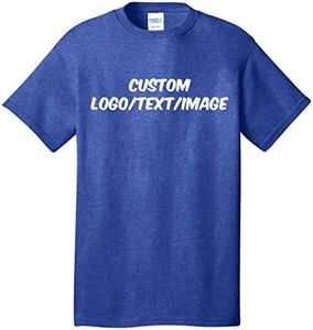 INK STITCH Unisex PC54 Custom Design Your Own Cotton Short Sleeve Tshirts - Heather Royal (3XL)