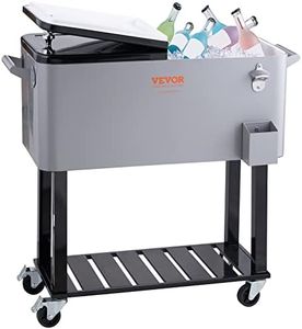 VEVOR 7.5 Litre Capacity Fridge Trolley for Patio and Garden with Bottle Opener and Capsule Holder Easy Draining Sturdy Drinks Trolley to Keep Cold 48 Hours Grey