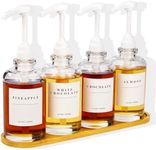 HSIOHE Coffee Syrup Dispenser for Coffee Bar, Coffee Syrup Pump Dispenser, Glass Syrup Bottle with 1/4oz Large Capacity Pump, 4 Pack 16.9 oz 500 ml Syrup Dispensers 28 Labels, White