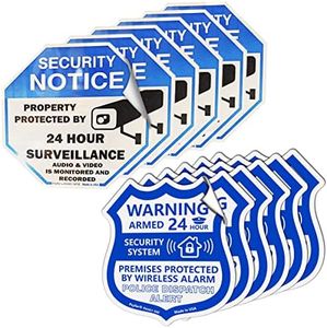 Psyfer® (Fade-Free) 12 Pack - Security Camera & Alarm Outdoor UV Waterproof Stickers [Made in USA]