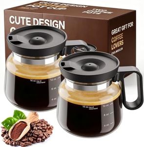 2 PCS Coffee Pot Mug with Lid,16 Oz Glass Mini Coffee Cup Set | Spill Proof Heatproof Large Capacity Clear Travel Mug & Novelty Gift for Coffee Lovers & Office Desk