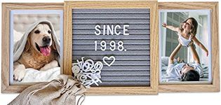 Oak Letters Customizable Picture Frame (Natural) with Genuine Felt Letter Board: Personalized Two Picture Frame for Best Friends Forever, Mom, Sisters, Family