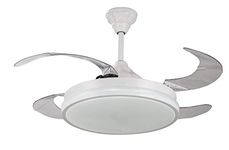 LUXAIRE 42" 1050 mm Retractable Blade Designer Fan with LED Light and Remote, White