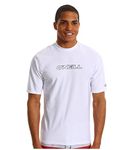 O'Neill UV 50+ Sun Protection Mens Basic Skins Short Sleeve Tee Sun Shirt Rash Guard, White, Large