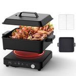 Olayks Portable Induction Cooktop, 1500W Induction Cooktop with 6 Temperature 8 Power Settings, 99 Minutes Timer, Including 8L Cast Iron Cooking Pot and Cast Iron Pan