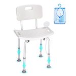 VEVOR Shower Chair, Shower Seat with Back, Adjustable Height Shower Stool, Shower Chair for Inside Shower Bathtub, Non-slip Bathroom Bench Bath Chair for Elderly Disabled Handicap, 158.8 kg Capacity