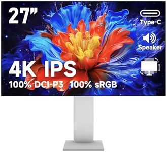 Gawfolk 27-inch IPS 4K UHD computer monitor, ultra-clear (3840×2160p) PC screen, 100% sRGB, 100% DCI-P3, Type-C, Display Port, HDMI, built-in speakers, supports height adjustment and rotation- black