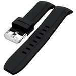 Talk Time Curved End Watch Strap Silicone Rubber Black 22mm