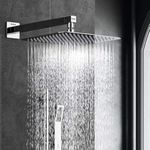 Ruhe® Ultra Sleek 304-Grade Stainless Steel Overhead Shower | 12x12 inches Rain Shower for Bathroom | Powerful Square Showerhead with Easy-to-Clean Silicone Nozzles | Without Arm