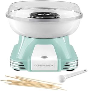 GOURMETmaxx Máquina de Algodón de Azúcar para el hogar | El original con 10 palitos y cuchara medidora en nostálgico diseño retro en color menta | Mejor algodón de azúcar