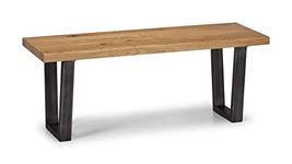 Julian Bowen Bench, Solid Metal, Oak/Gunmetal, Height: 45, Width: 120, Depth: 40cm