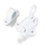 INIRET 4 Packs Self-Closing Latches,Spring Door Lock,Resilient Bolt Latch Aluminum Alloy Safety Automatic Spring Barrel Slide Door Lock with Screws (White_4 Pack)