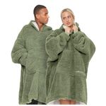 GC GAVENO CAVAILIA Teddy Bear Hoodie Blanket, Oversized Sherpa Hooded, Wearable Hoody Sweatshirt, Soft Warm Comfortable Throw Sage Green, One Size Fits Gifts For Unisex Stiched Hoodies