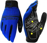 Exercise Gloves Full Finger for Men Women with Padding, Full Hand Gym Weight Lifting Gloves Male Female, Non Slip Fitness Gloves Extra Grip for Cycling Climbing Weights Hiking (Blue, XL)