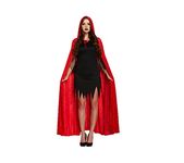 Deluxe Red Velvet Cape with Hood Halloween Gothic Long Red Hooded Devil Cape Adult Accessory Lady free post (MT)