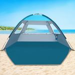 COMMOUDS Beach Tent for 6-7 Person, UPF 50+ Beach Shelter, Lightweight & Easy Set Up and Carry Family Sun Shade Tent Event Shelter for Camping, Fishing, Picnic, Outdoor
