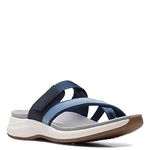 Clarks Women's Solan Surf Flat Sandal, Navy Suede/Leather, 7.5