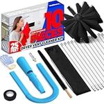 Holikme 10 Pieces Dryer Vent Cleaning Kit, Omnidirectional Dryer Cleaning Tools Include 25 Feet Dryer Vent Brush, Vacuum Hose, Clothes Dryer Lint Vent Trap Cleaner Brush, Blue