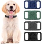 Waterproof Airtag Dog Collar Holder, WADY 4 PCS in One Pack Comfortable Durable Silicone Collar Holder GPS Tracker Accessory, Airtag Dog Collar, Suitable for Dogs Cats Pets