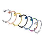 Mayhoop Nose Rings Hoop 7Pcs 18G 20G 22G Stainless Steel Nose Rings Piercing Ball Flat CZ Top, Stainless Steel